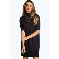 High Neck T Shirt Dress - black