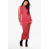 High Neck Split SleMaxi Dress - cinnamon