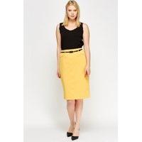 High Waist Belted Pencil Skirt