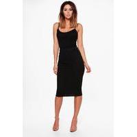 High Waist Bandage Midi Skirt - black