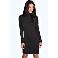 High Neck Bodycon Dress - black