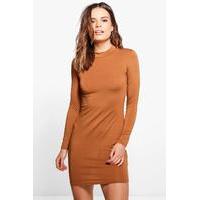 High Neck Midi Dress - tan