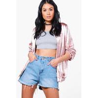 high waist contrast denim shorts blue