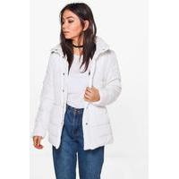 High Neck Quilted Jacket - white