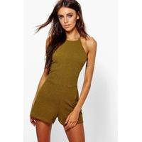 high neck playsuit dark olive