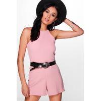 High Neck Playsuit - rose