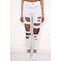 high waisted ripped boyfriend jeans in white