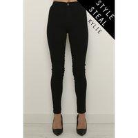 High Waisted High Rise Skinny Jeans in Black