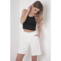 high waisted tailored city shorts in white