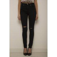 High Waisted Ripped Skinny Jeans in Black