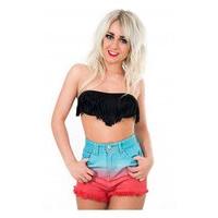 High Rise Tie Dye Denim Shorts In Multi