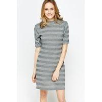 High Neck Striped Dress