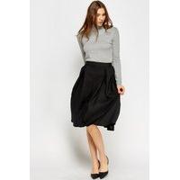 high waist black midi skirt