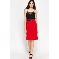 High Waist Belted Pencil Skirt