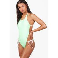 High Leg Strappy Swimsuit - lime