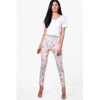 High Rise Floral Tube Jeans - multi