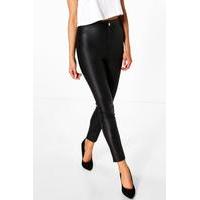 High Rise Coated Skinny Jeans - black