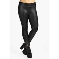 High Waist Wet Look Legging - black