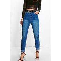 High Waist Slim Fit Jeans - mid blue