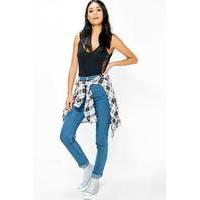 High Rise Tube Jeans - mid blue