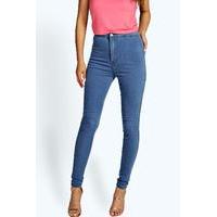 High Waisted Skinny Jeans - pale blue