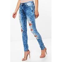 high rise pearl detail skinny jeans mid blue