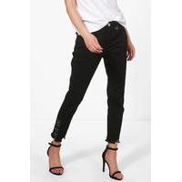High Rise D-Ring Detail Skinny Jeans - black