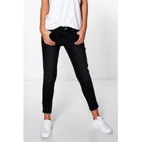 high rise side stripe skinny jeans charcoal