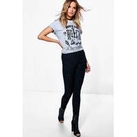 High Rise Gingham Tube Jeans - charcoal