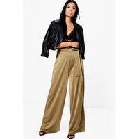 Highwaist Belted Wide Leg Trousers - olive