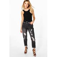 High Rise Boyfriend Jeans - charcoal