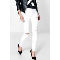 high waisted ripped skinny jeans white