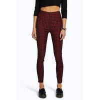 high rise gingham denim skinny jeans black