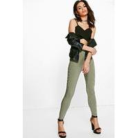 High Waist Ribbed Leggings - khaki