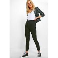 High Rise Let Down Hem Tube Jeans - black