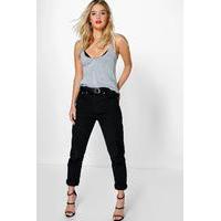 High Waisted Black Boyfriend Jeans - black