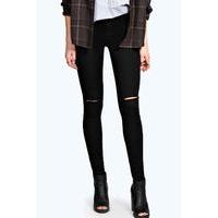 High Rise Ripped Disco Jeans - black