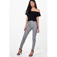 high rise gingham tube jeans black