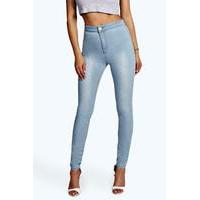 high waist tube jeans blue