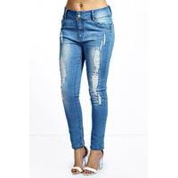 High Waisted Stretch Skinny Jeans - denim