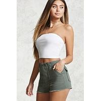 High-Rise Frayed Hem Shorts