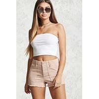 High-Rise Frayed Hem Shorts