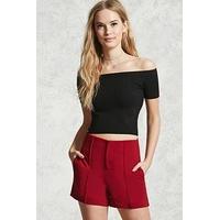 high waisted crepe shorts