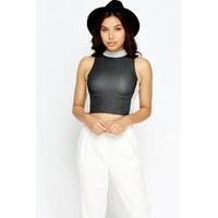 high neck textured crop top