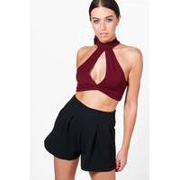 High Neck Plunge Bralet - berry