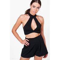 high neck plunge bralet black