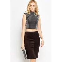 high neck metallic crop top