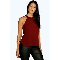 High Neck Strap Top - wine