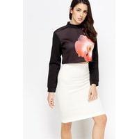 High Neck Scuba Cropped Top