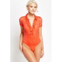 High Waisted Red Laced Bodysuit